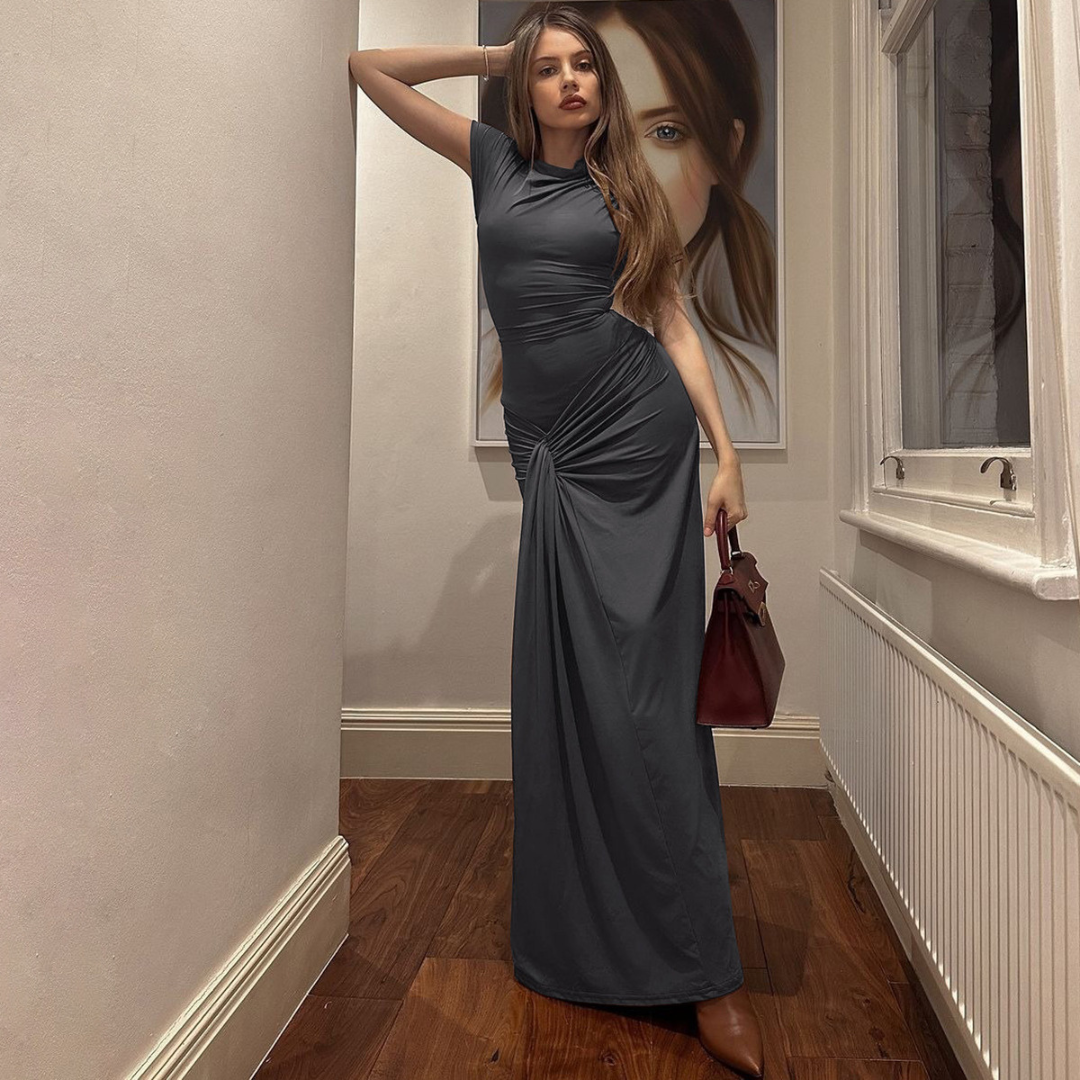 Chic Ruffled Fit and Flare Maxi Dress