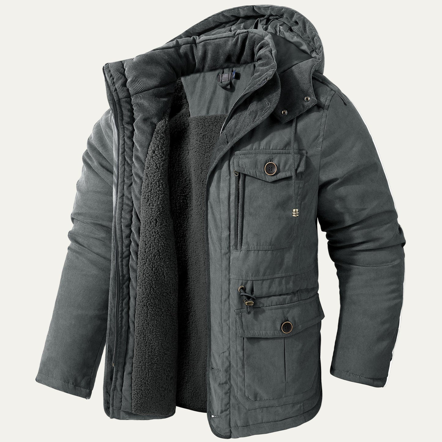 Warm Waterproof Men's Winter Coat with Fleece Inside