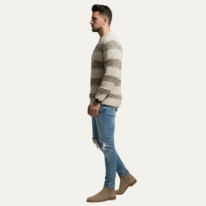 Thick Horizontal Stripe Crew Neck Sweater