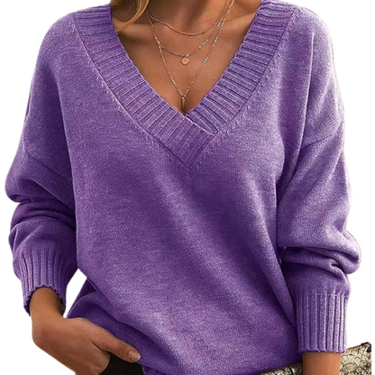 Comfortable Casual V-Neck Pullover Sweater
