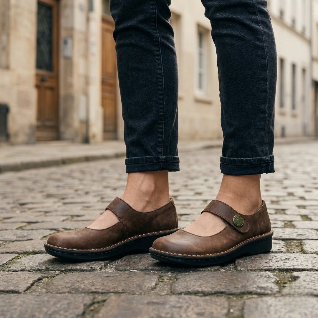 Classic Low Heel Leather Flat Shoes for Women