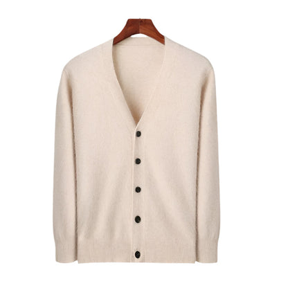 Soft Men's Button Front Crew Neck Sweater Cardigan