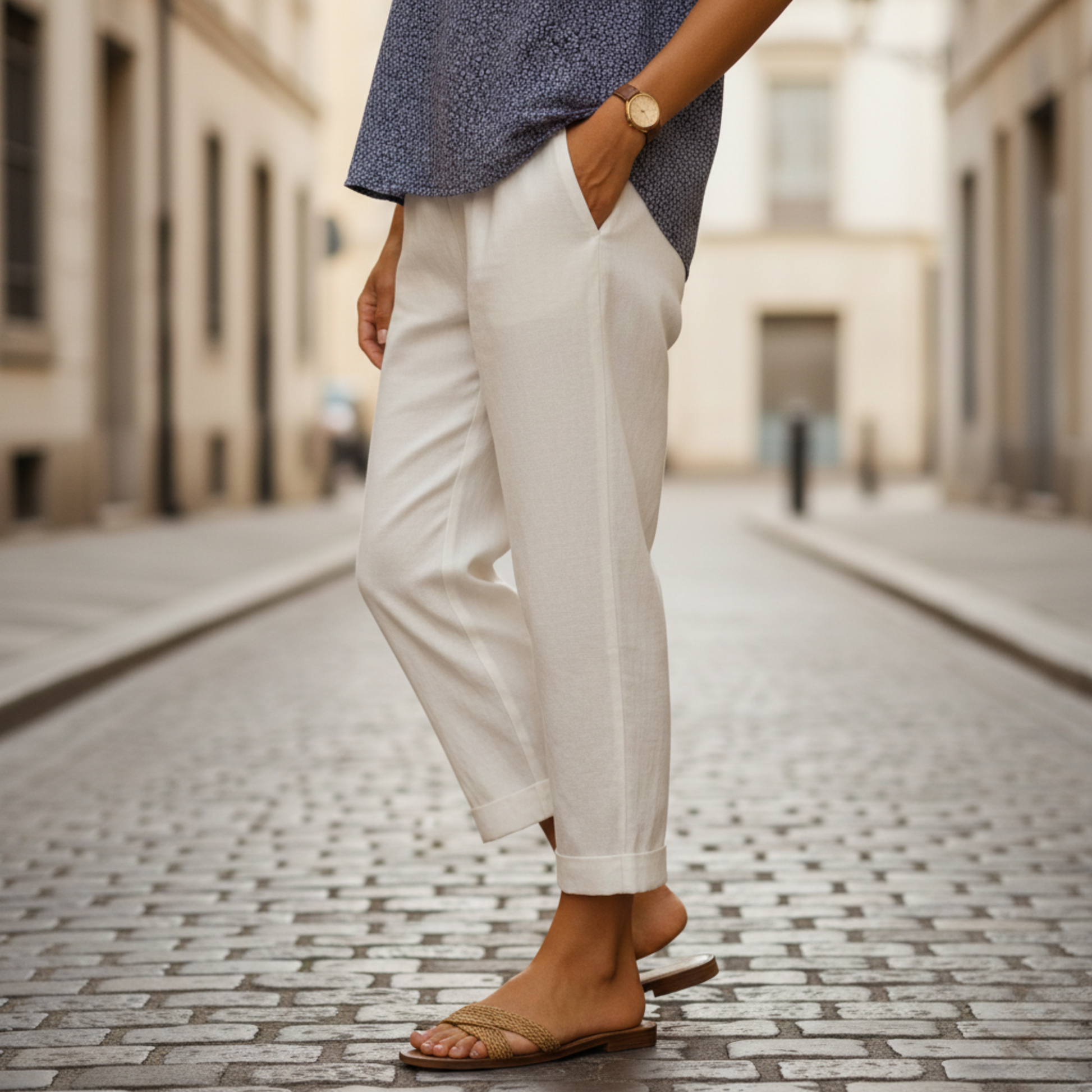 Classic Fit High Waisted Women's Casual Pants - OutfitLondon