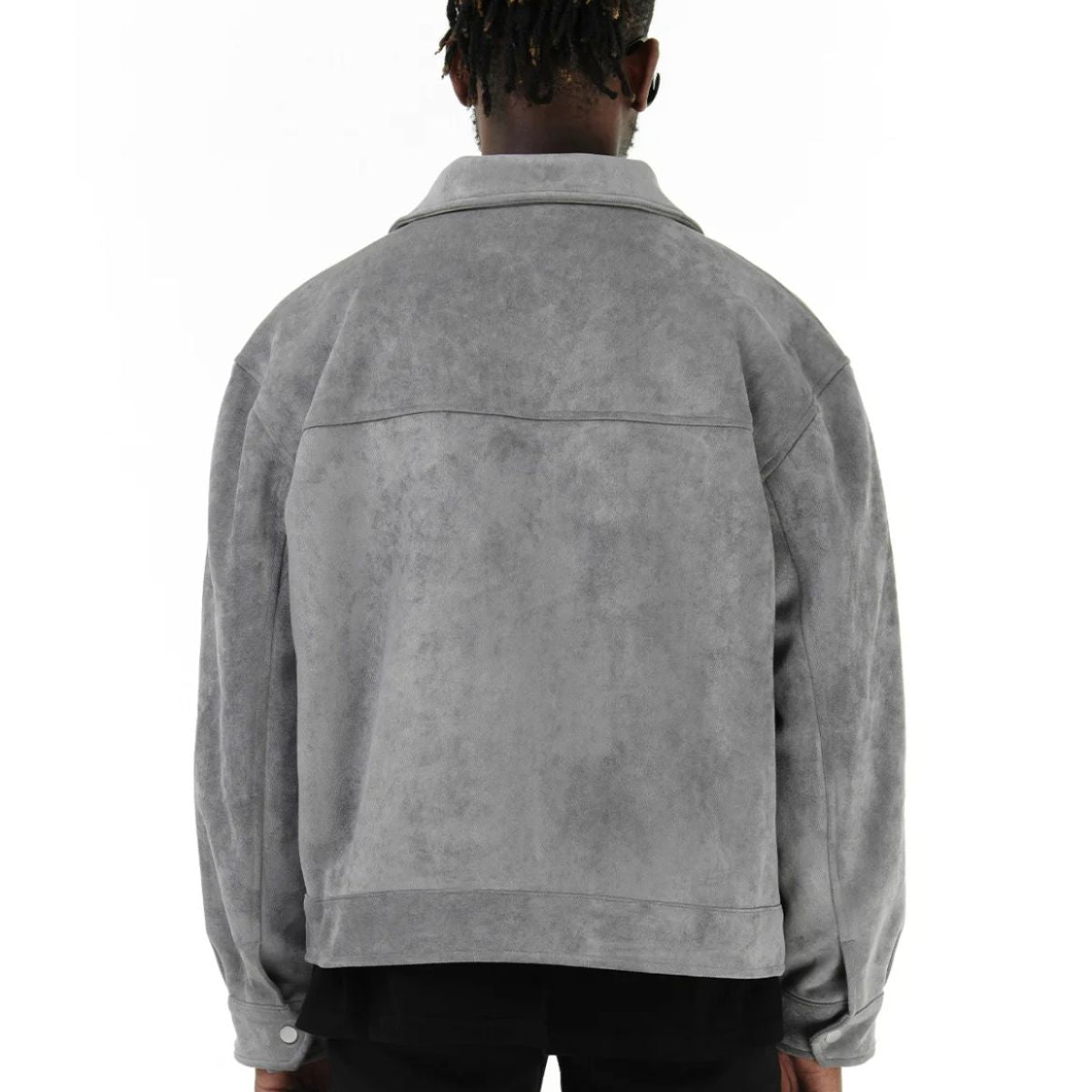 Men's Synthetic Suede Zipper Jacket with Pocket Details