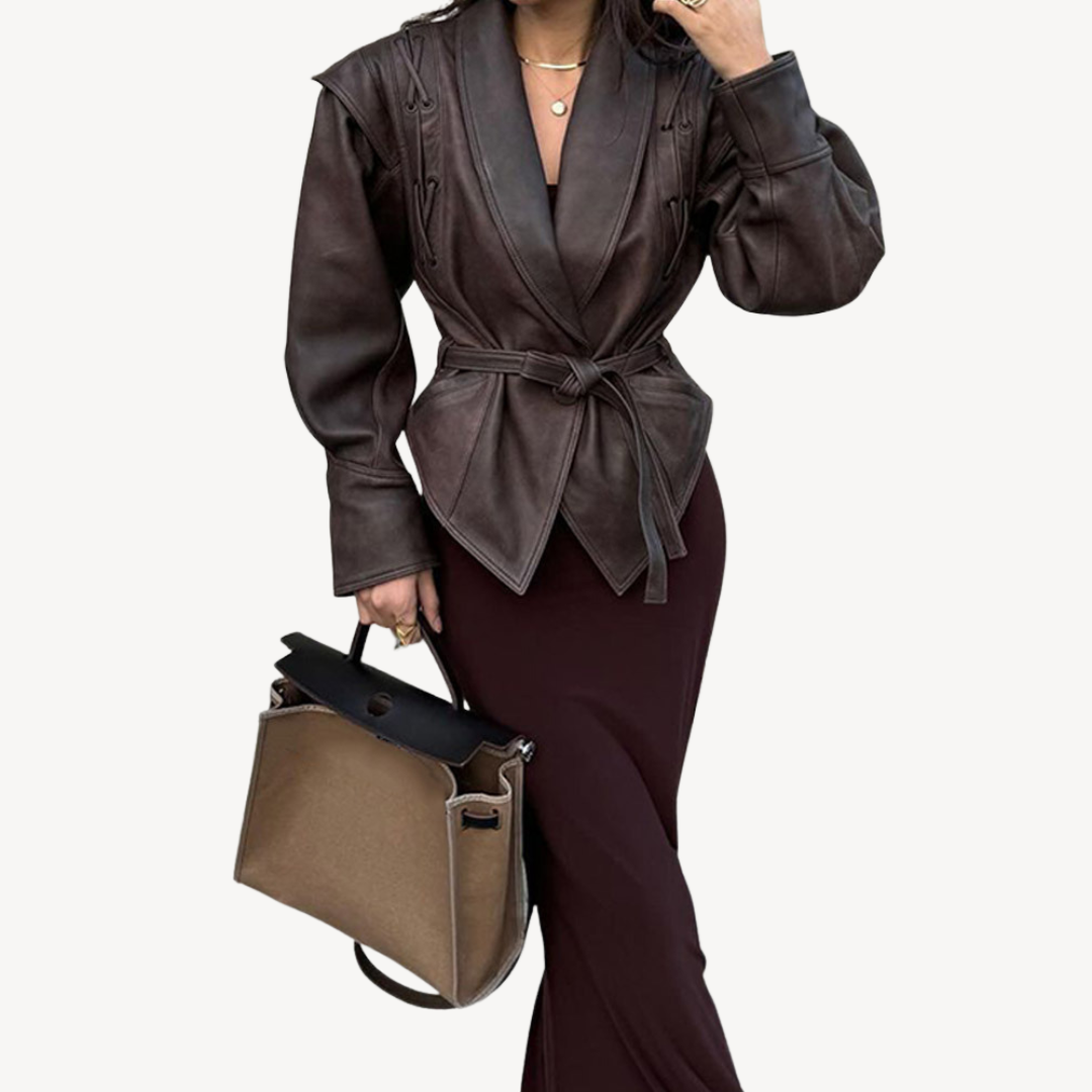 Warm Faux Leather Padded Jacket for Ladies