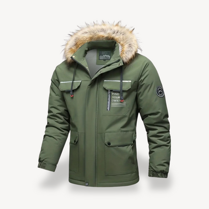 Warm Waterproof Puffer Coat with Removable Fur Hood
