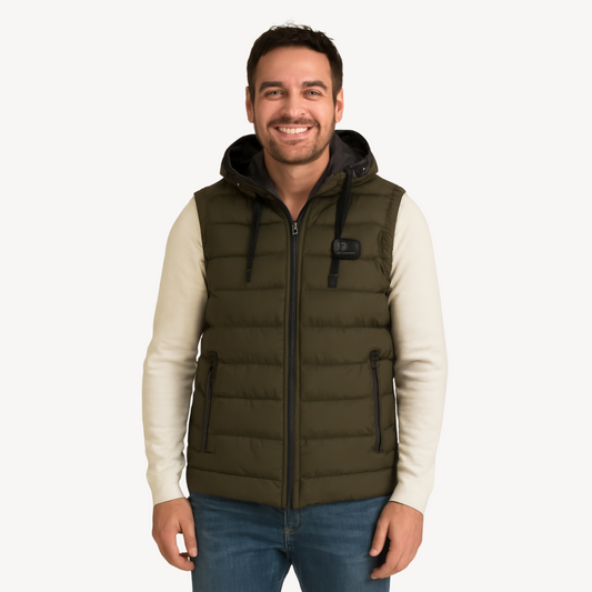 Warm Mens Hooded Puffer Jacket Vest - OutfitLondon