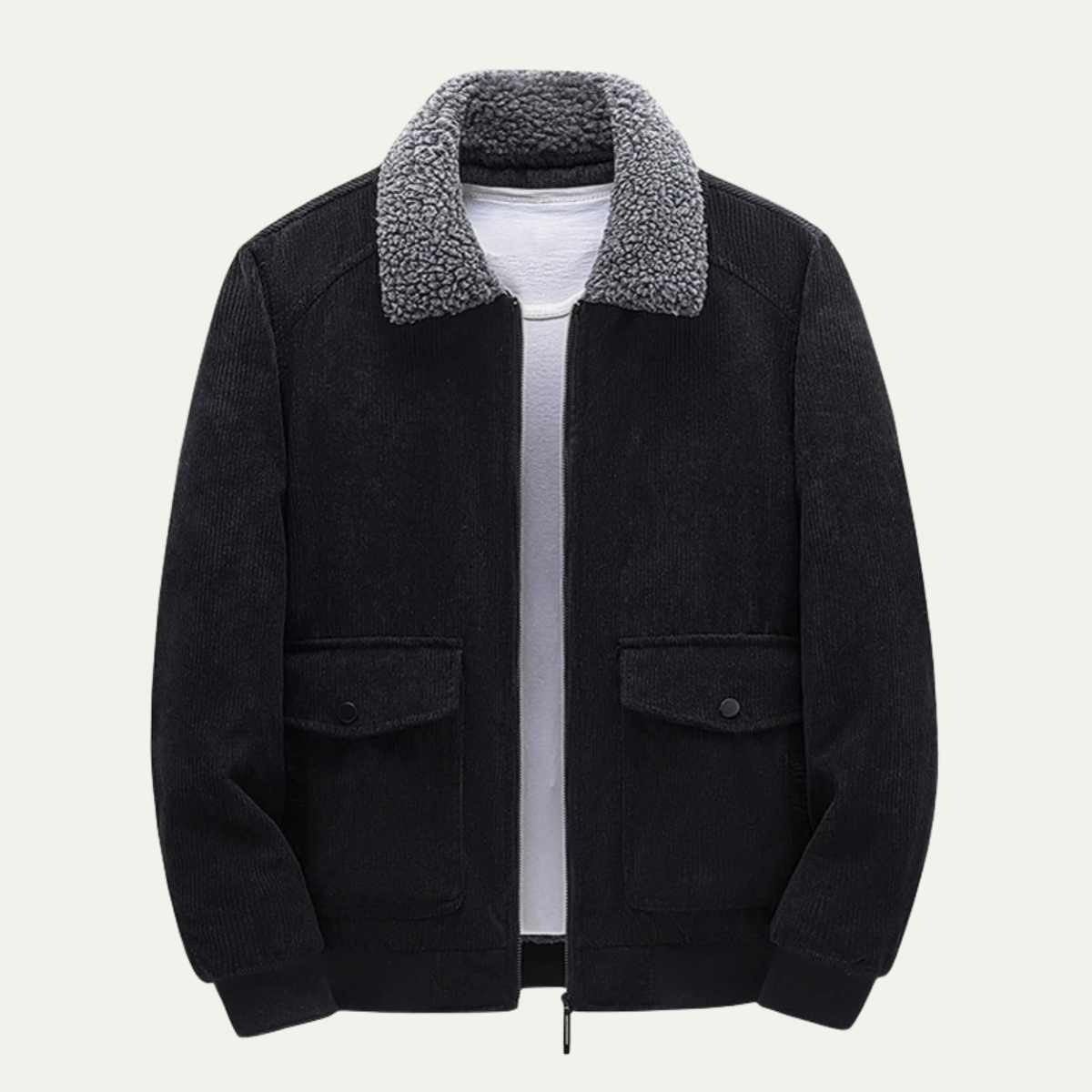 Warm Men's Fleece Lined Wool Coat