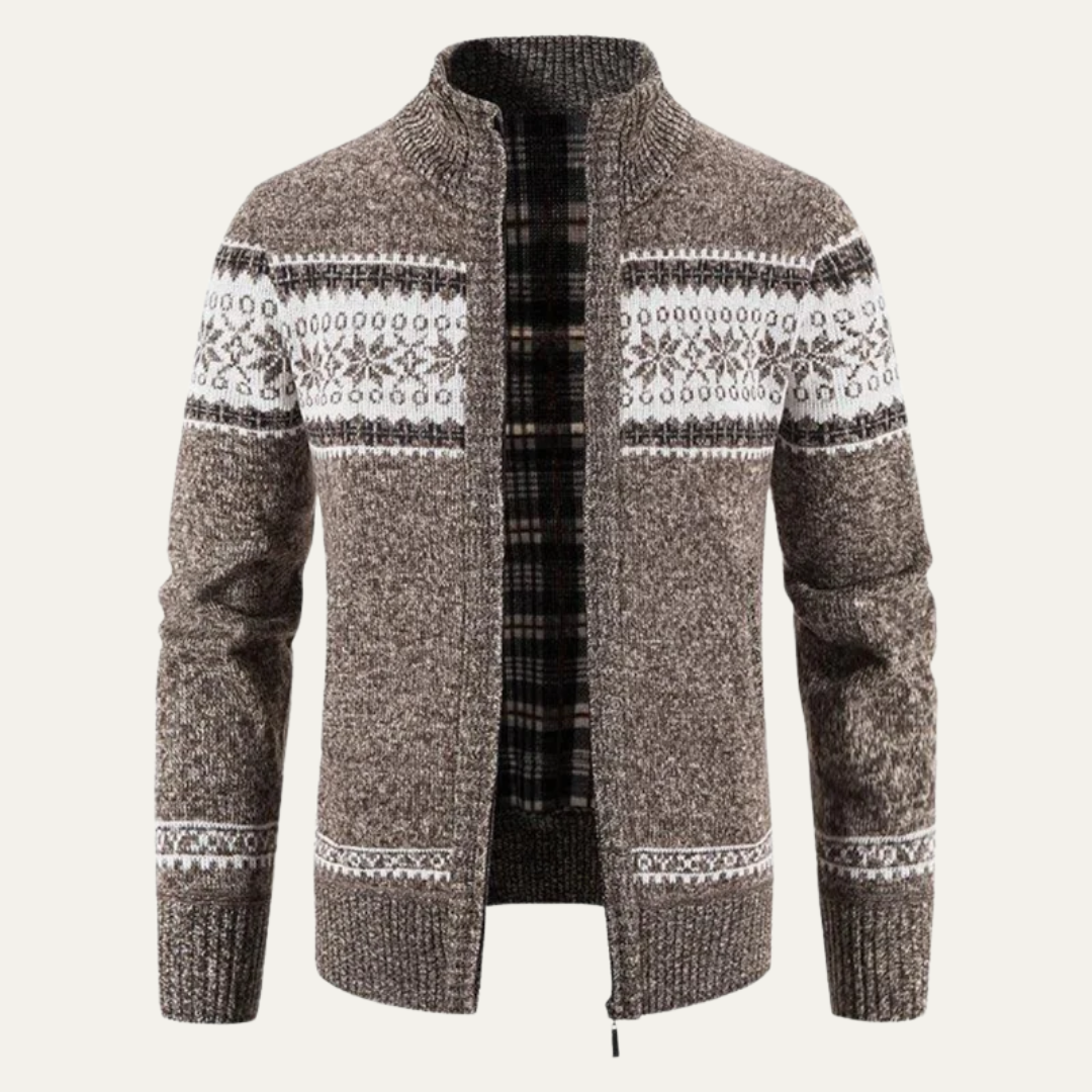 Men's Crew Neck Zip Up Sweater Cardigan