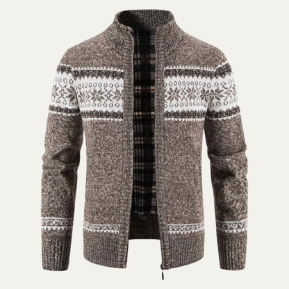 Men's Crew Neck Zip Up Sweater Cardigan