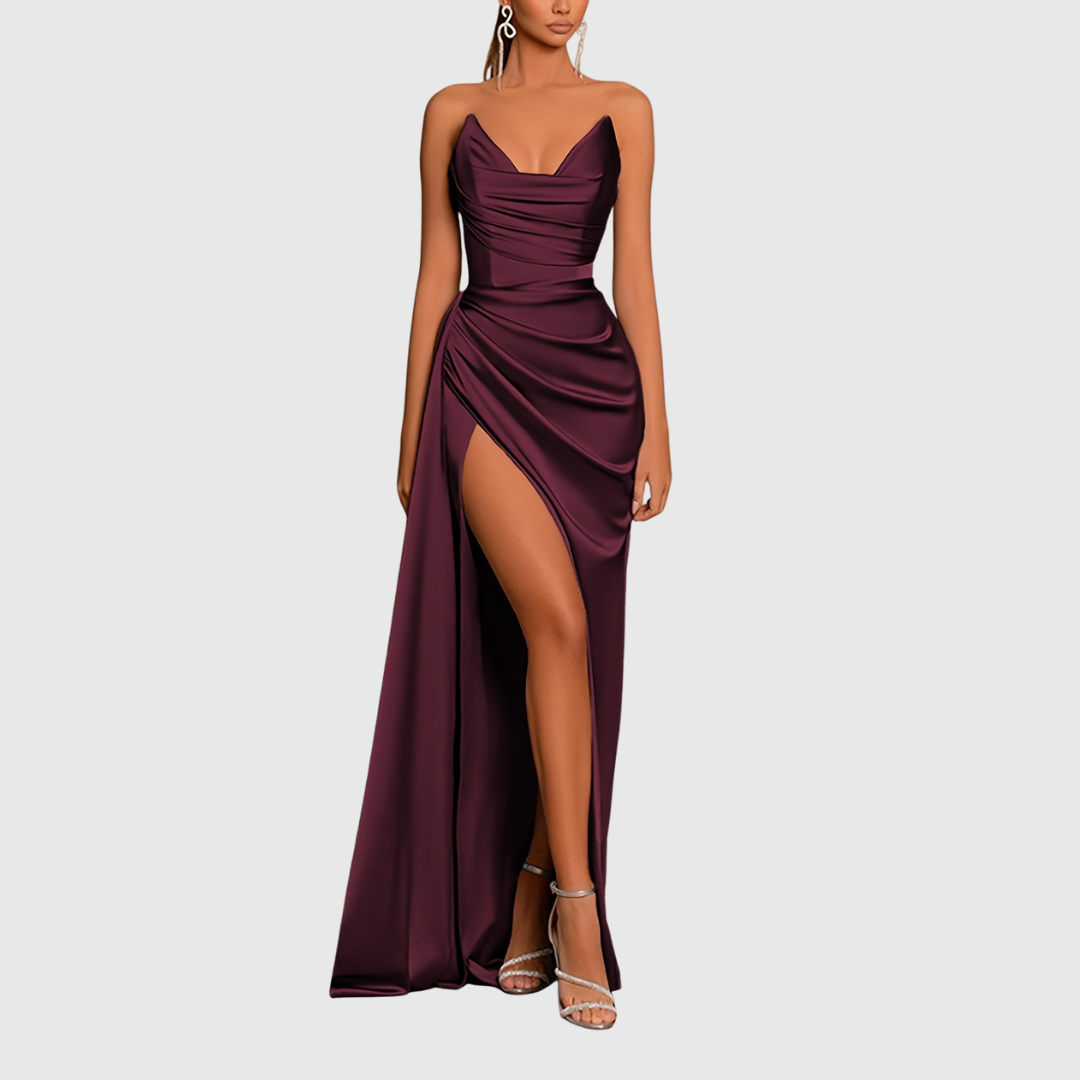 Elegant Long Satin Evening Dress