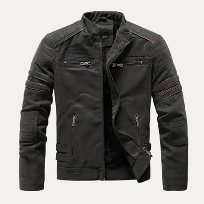 Classic Mens Genuine Leather Biker Jacket