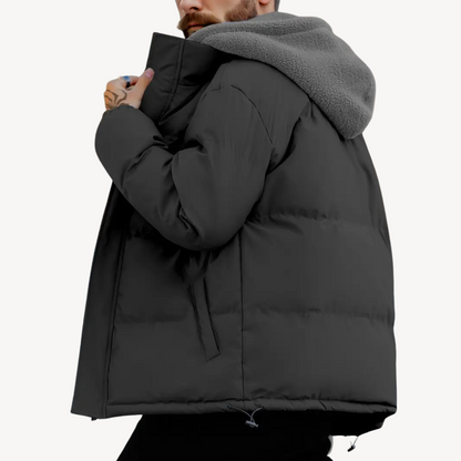 Warm Fleece Lined Puffer Coat for Men
