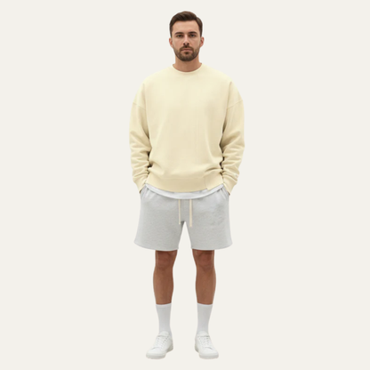 Relaxed Fit Crew Neck Sweatshirt With Raw Edge Detail