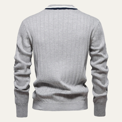 Men's Skinny Fit Crew Neck Cotton Sweater Cardigan