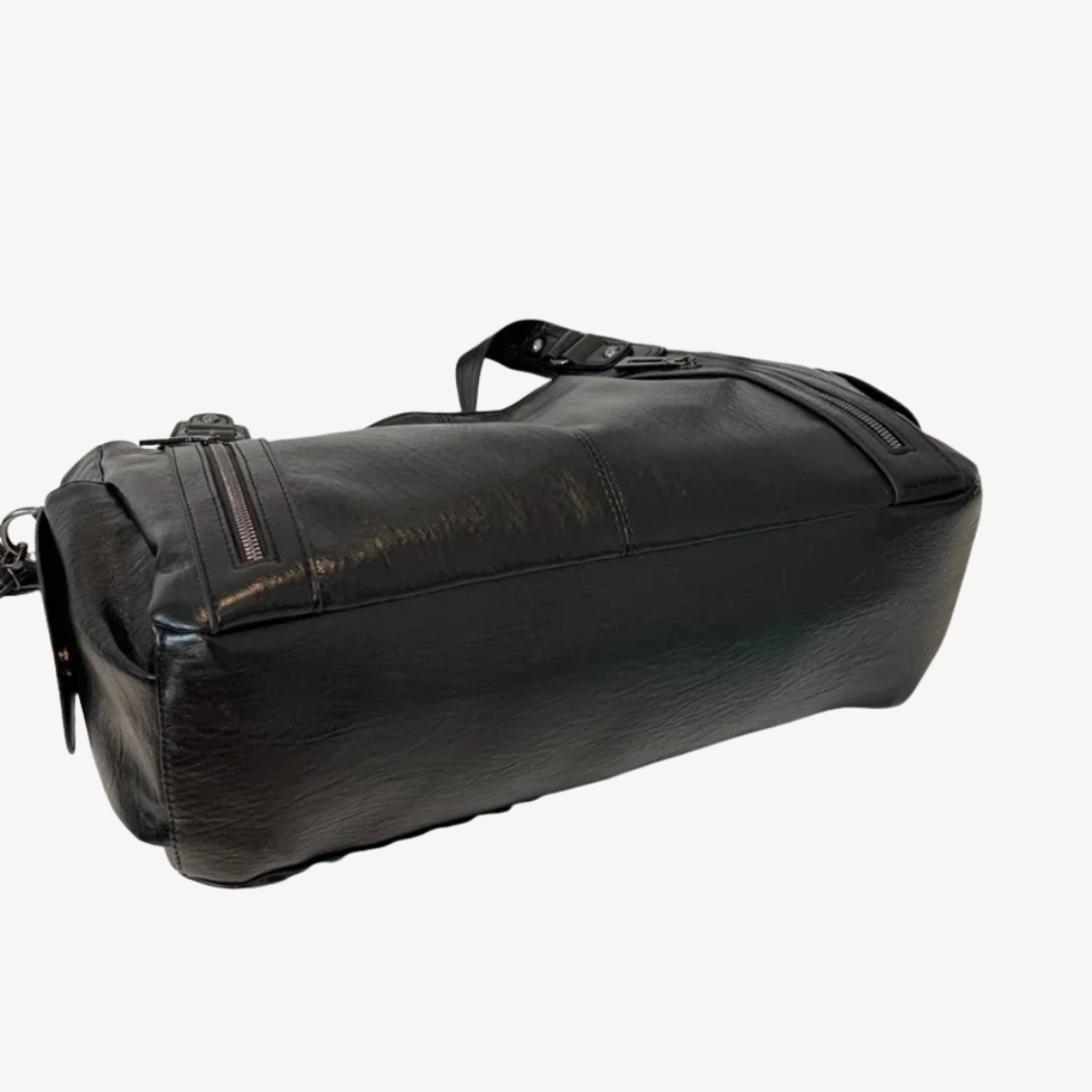 Ladies Large Zip Top Leather Handbag Tote