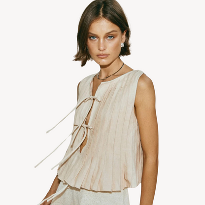 Relaxed Fit Linen Peasant Blouse
