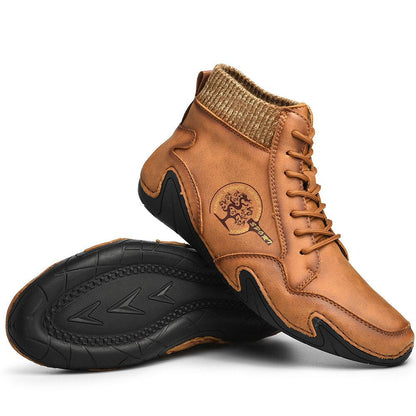 Barefoot Beck Shoes Men's Handmade Soft Slip Resistant Lace Up Leather Ankle Boots