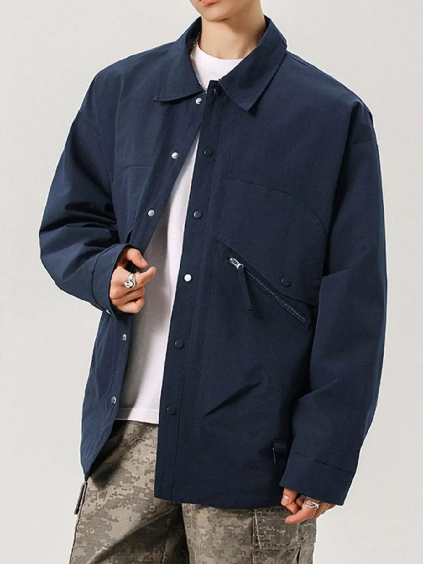 Loose Fit Mens Comfortable Zip Jacket