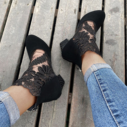 Elegant Lace High Heel Boots