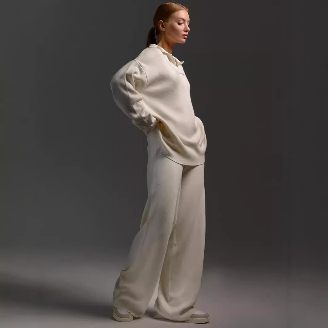 Women's Casual Cotton Sweatshirt and Straight-Leg Pants Set