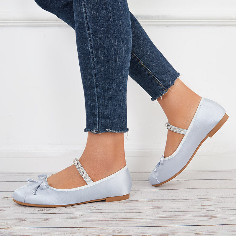 Women Mary Jane Flats Round Toe Slip on Ballet Flat Shoes