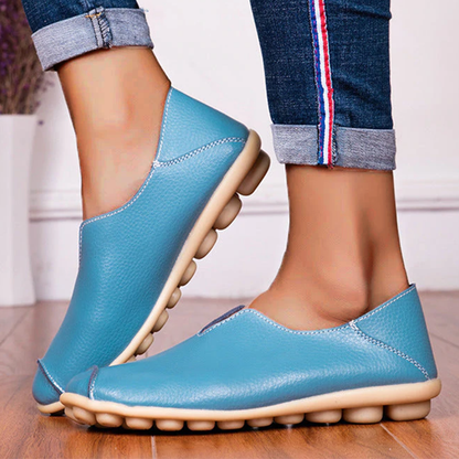 Woman Casual Flat Heel Cow Tendon Low Top Closed Toe Slip On Comfortable Work Shoes