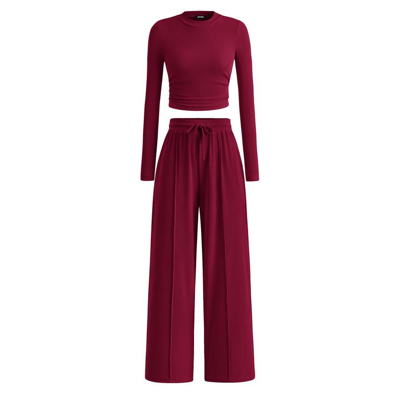 Soft Knit Long Sleeve Crop Top and Legging Set