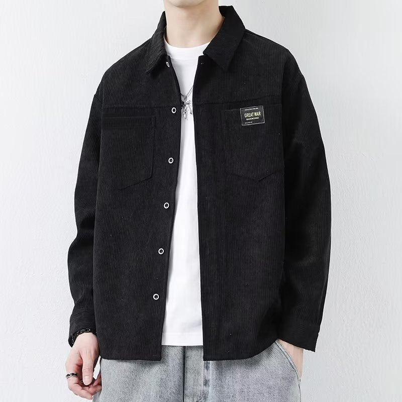 Relaxed Fit Corduroy Coat Black