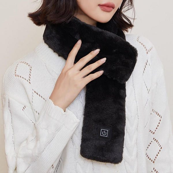 Electric USB Rechargeable Heated Faux Fur Scarf