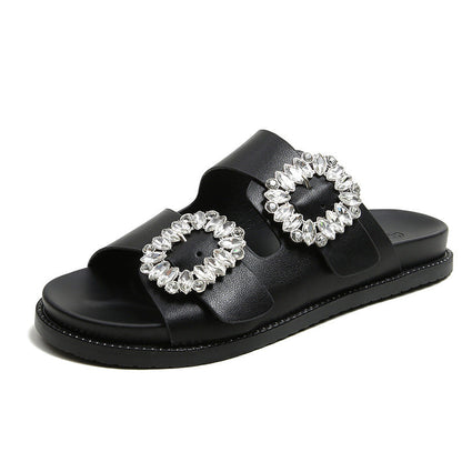 Buckle Rhinestone Beach Sandals