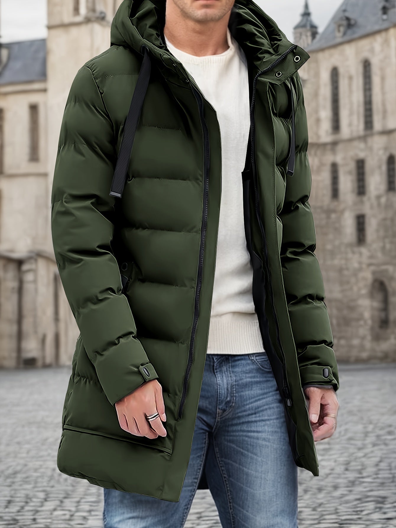 Warm Waterproof Men's Puffer Hooded Jacket