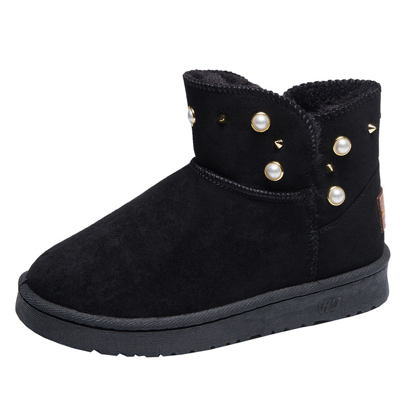 Pull on Fur Lined Platform Snow Boots Warm Winter Ankle Boots