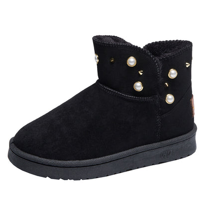 Pull on Fur Lined Platform Snow Boots Warm Winter Ankle Boots