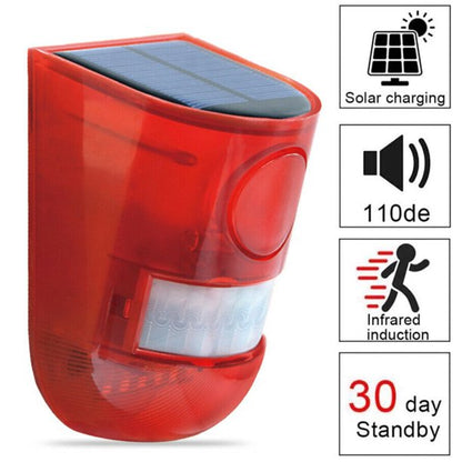 Solar Alarm LED Light Solar Strobe Light Wireless Motion Sensor Detector Outdoor
