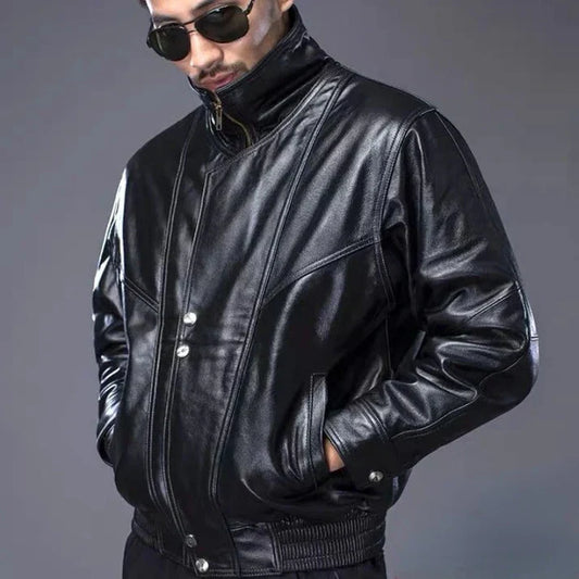 Men's Vintage Leather Motorcycle Jacket - OutfitLondon