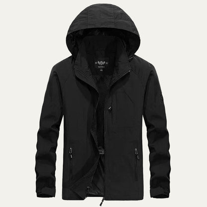 Waterproof Men's Windbreaker Jacket with Removable Hood