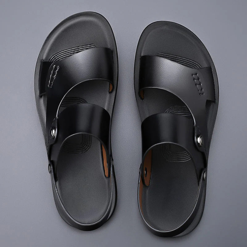 Men Cushioned Leather Sandals