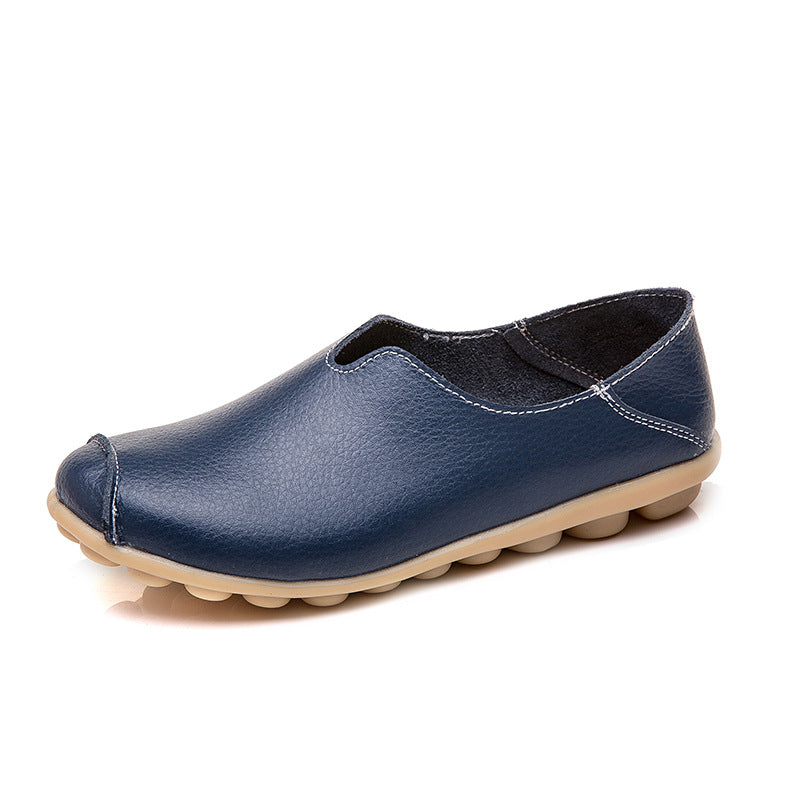 Woman Casual Flat Heel Cow Tendon Low Top Closed Toe Slip On Comfortable Work Shoes