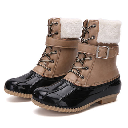 Non Slip Warm Fur Lining Snow Boots Waterproof Duck Ankle Boots