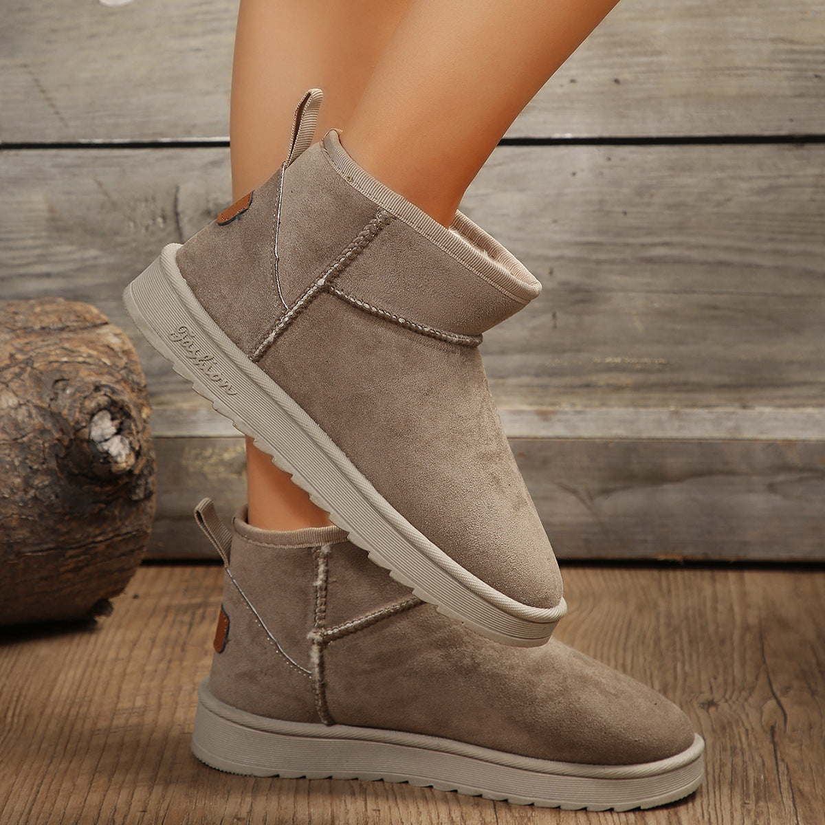 Faux Fur Lined Ankle Snow Boots Non Slip Warm Winter Booties