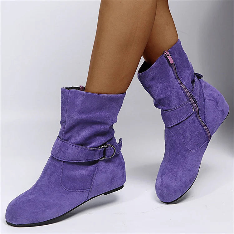 Chunky Block Heel Ankle Boots Retro Style