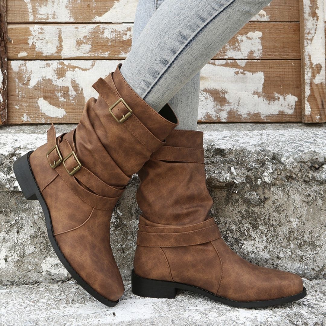 Women’s Waterproof Winter Ankle Boots with Buckle Detail