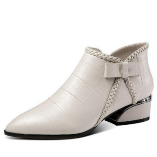 Women's Low Heel Leather Boots Comfortable