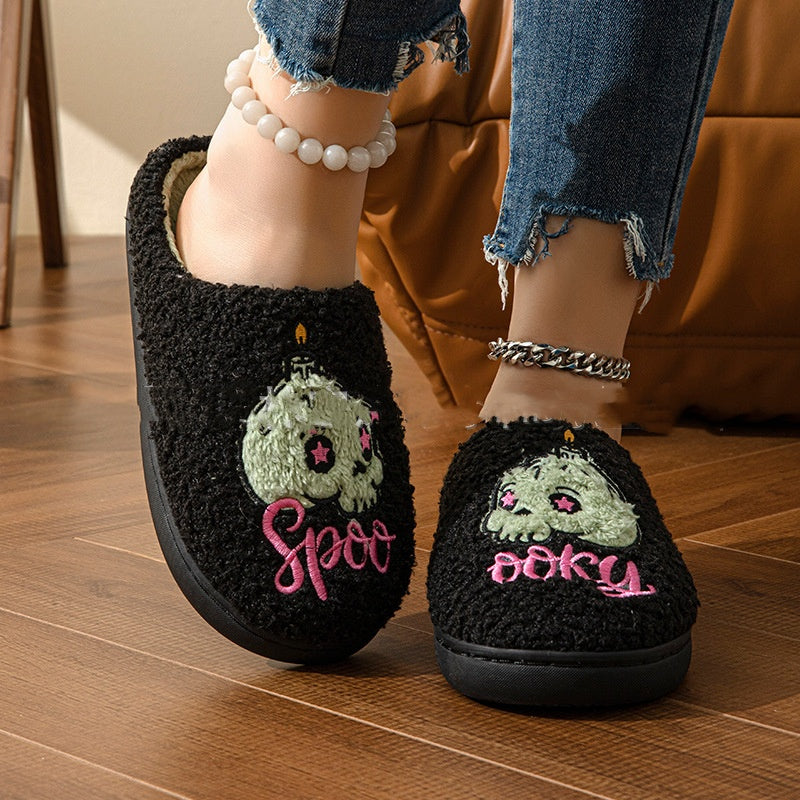 Scary Skeleton Warm Fuzzy Slippers - OutfitLondon