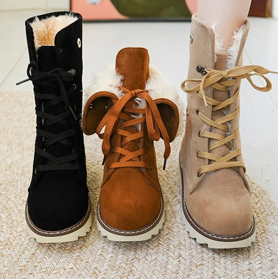 Comfy Women's Ankle Boots - Insulated Lace Up Design