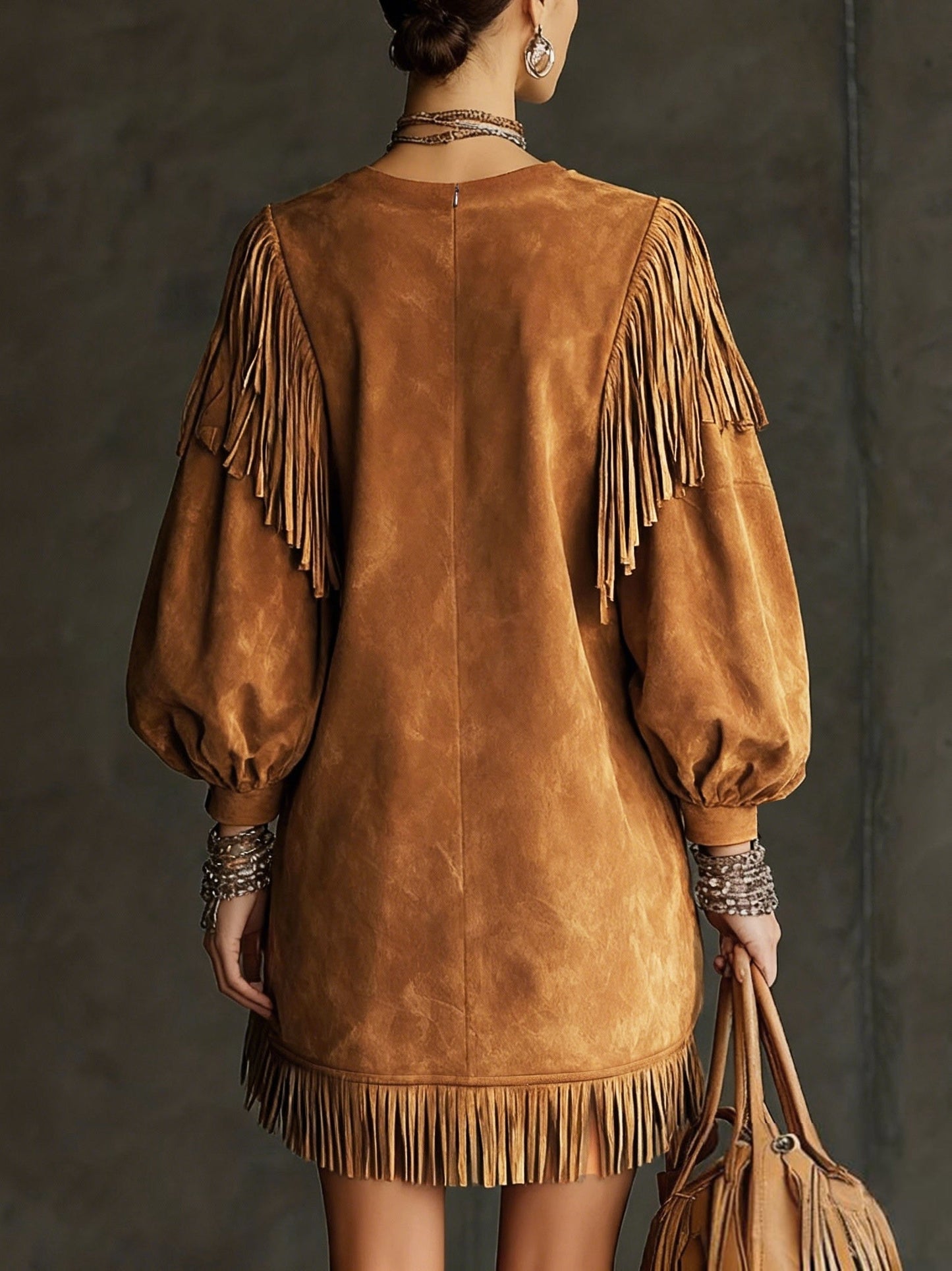 Bohemian Maxi Dress with Flared Sleeves