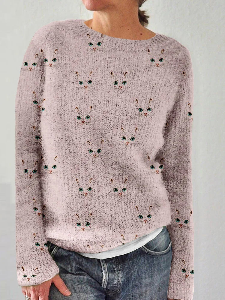 Cozy Ladies Cute Kitten Warm Sweater - OutfitLondon