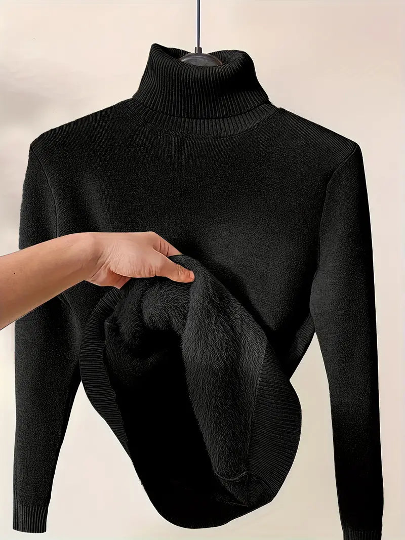 Warm Women's Cable Knit Turtleneck Sweater