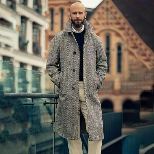 Men's Classic Wool Blend Loose-Fit Coat Gray